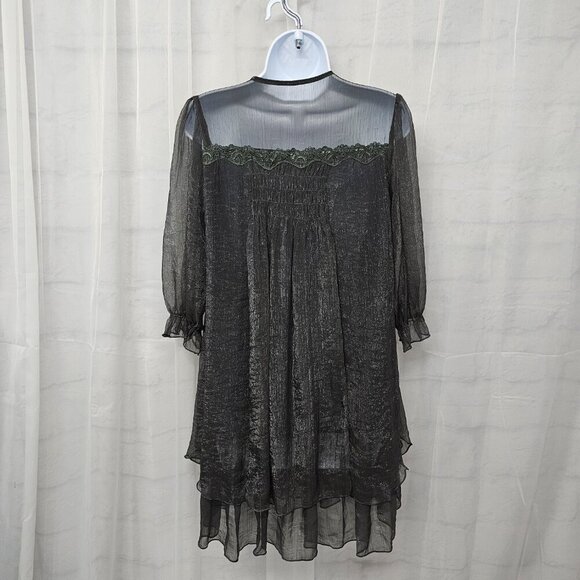 Pretty Angel Gray Dress Fairy Goth Whimsigoth Angelic Silk S - Picture 8 of 12